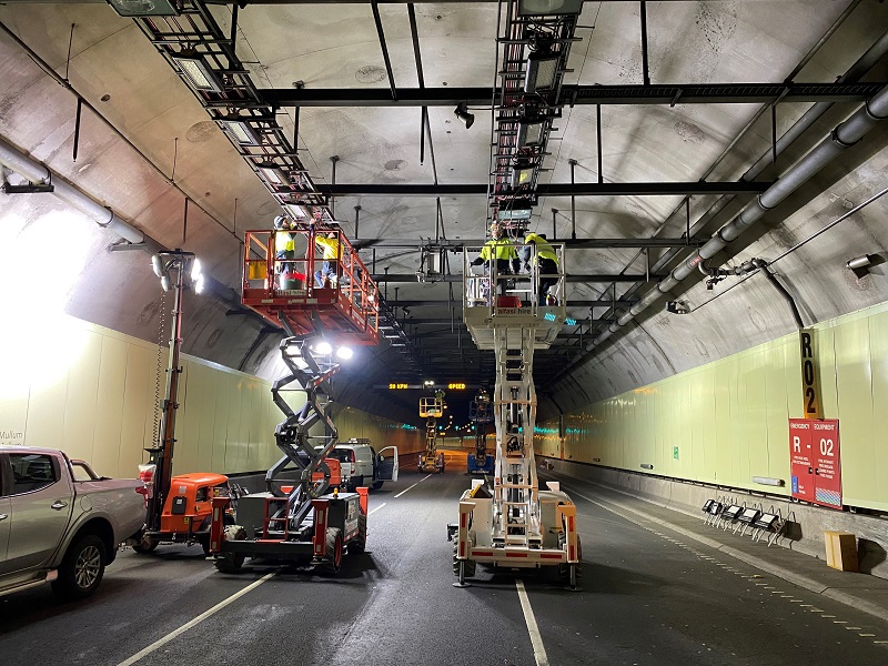 Tunnel lighting upgrade install underway 800w